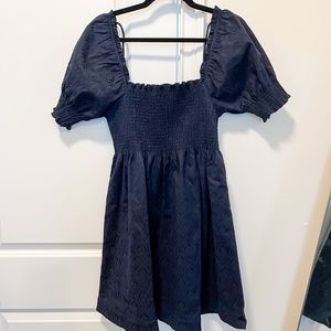 Hill House Athena Nap Dress Navy Brocade NWT
